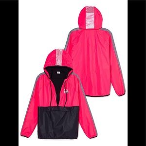 Victoria Secret Pink Windbreaker Anorak Hoodie Jacket Pull Over Color Block New